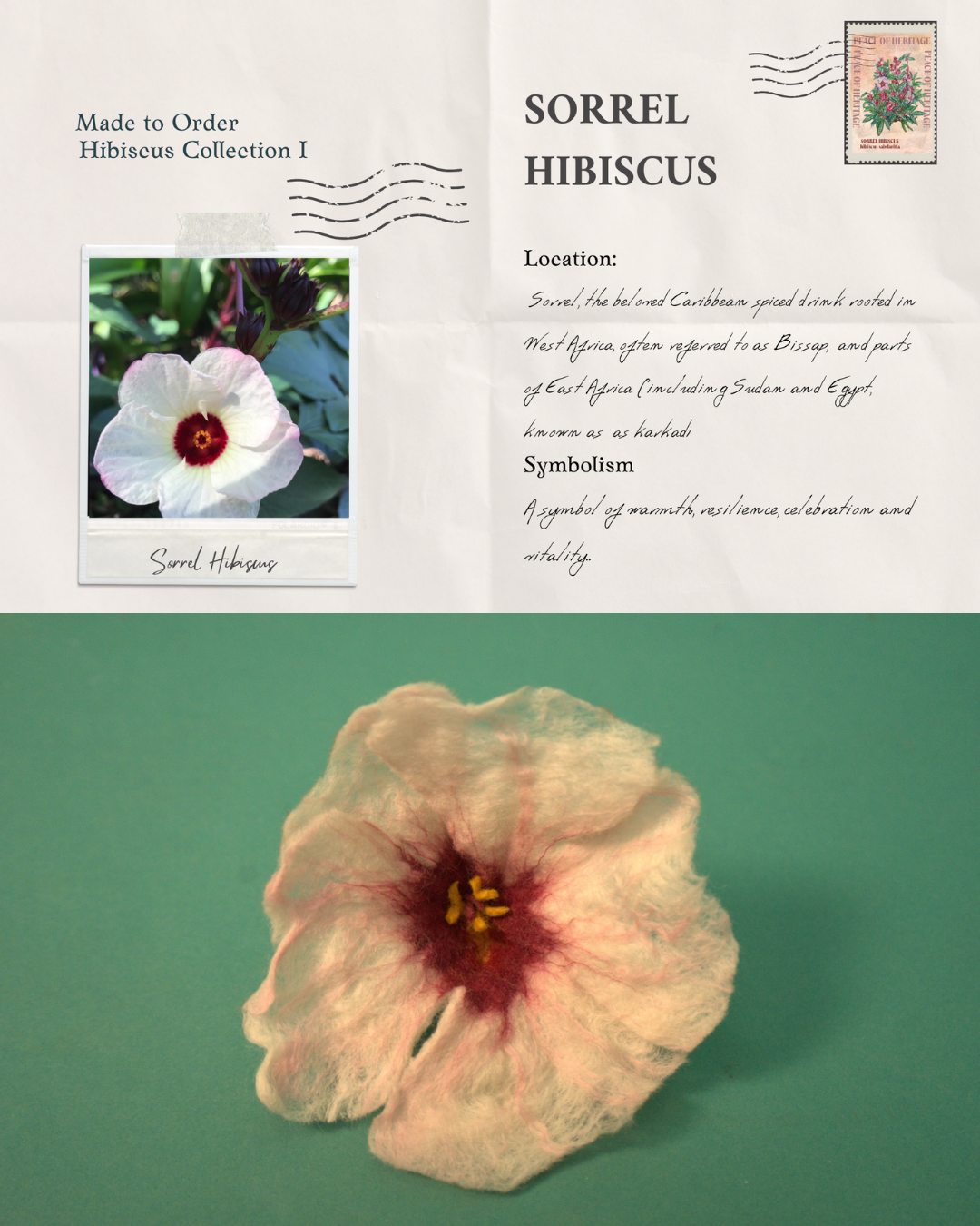 Handmade Hibiscus Flower Hair Clip | Sorrel Hibiscus Inspired